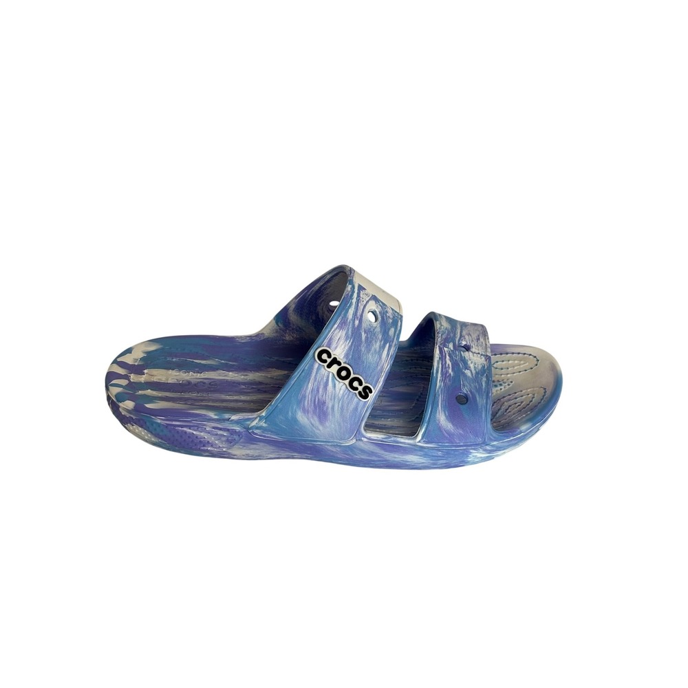 Crocs Classic Sandal Mens 9 Womens 11 Blue Purple Marbled Swirl Slide Comfort